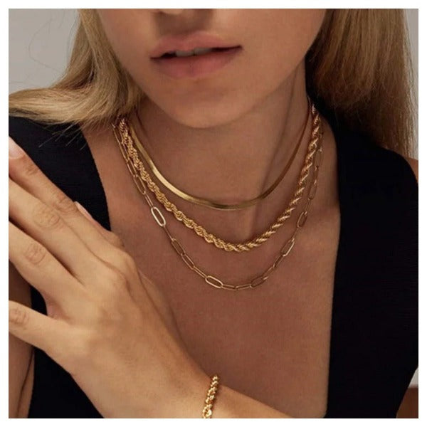 Gold Choker Necklaces - Triple Rope Necklace - Gold - Rellery