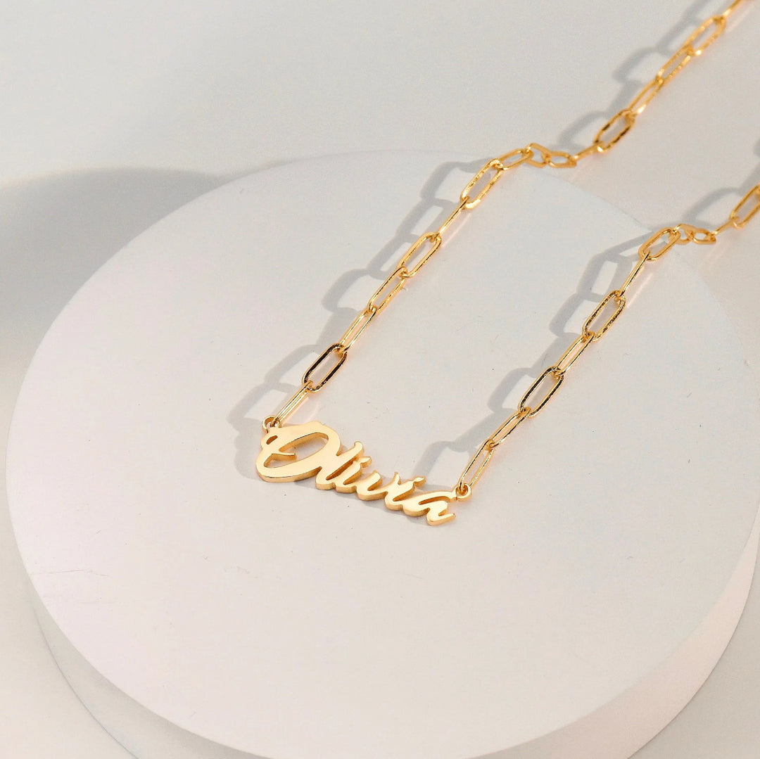 Nameplate Paperclip Chain Necklace - Humble Legends 