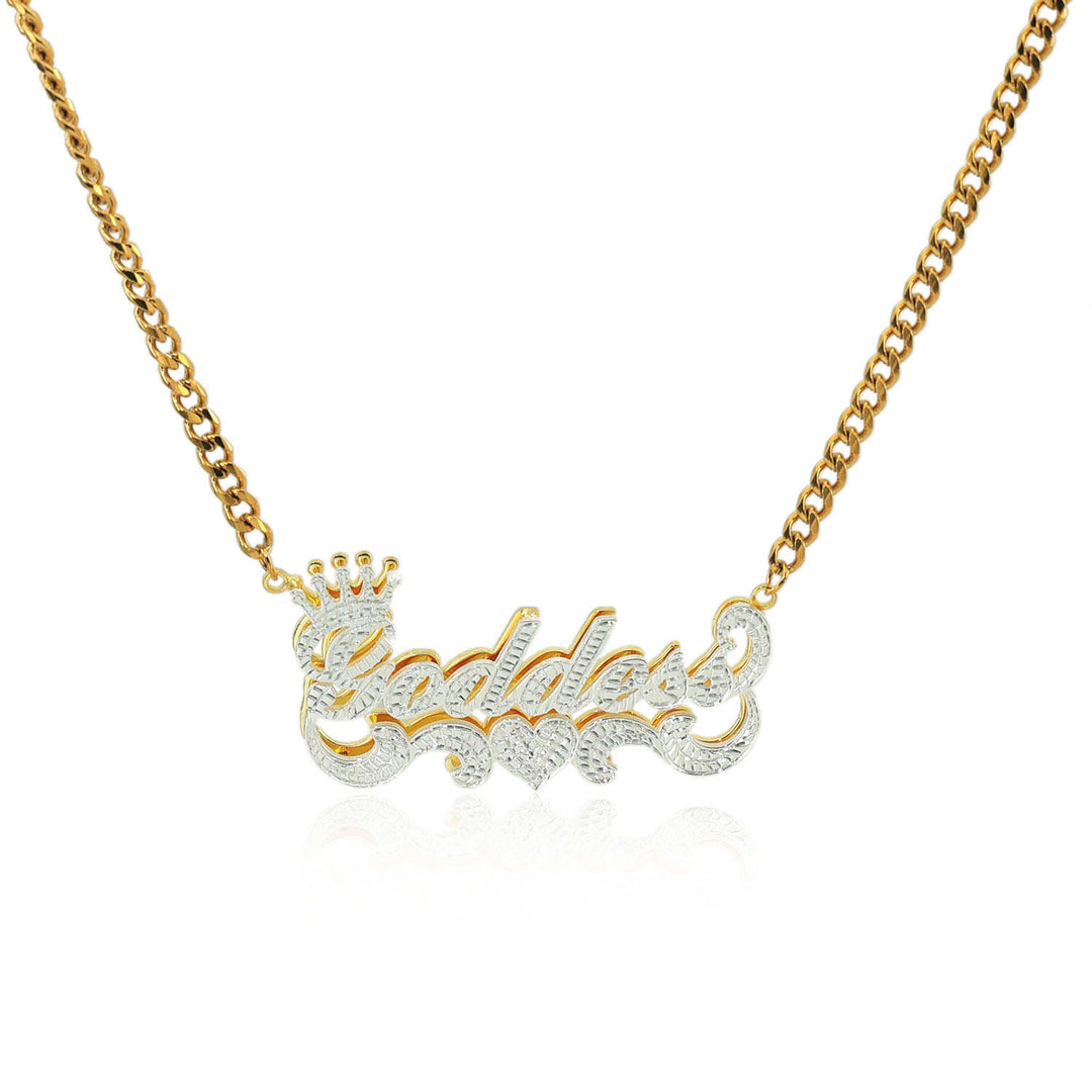 Crown Double Plated Name Necklace - Humble Legends 