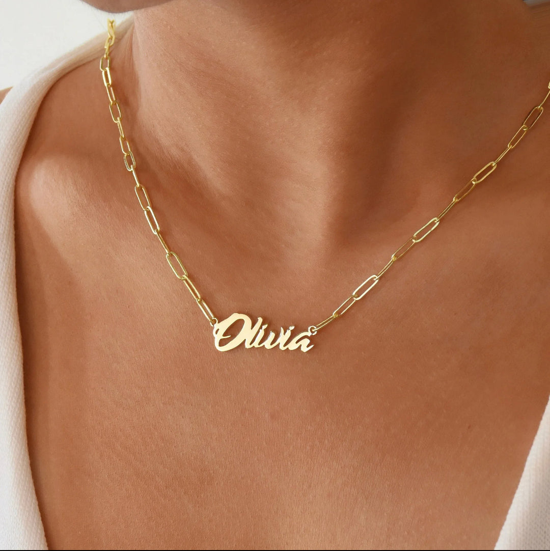 Nameplate Paperclip Chain Necklace - Humble Legends