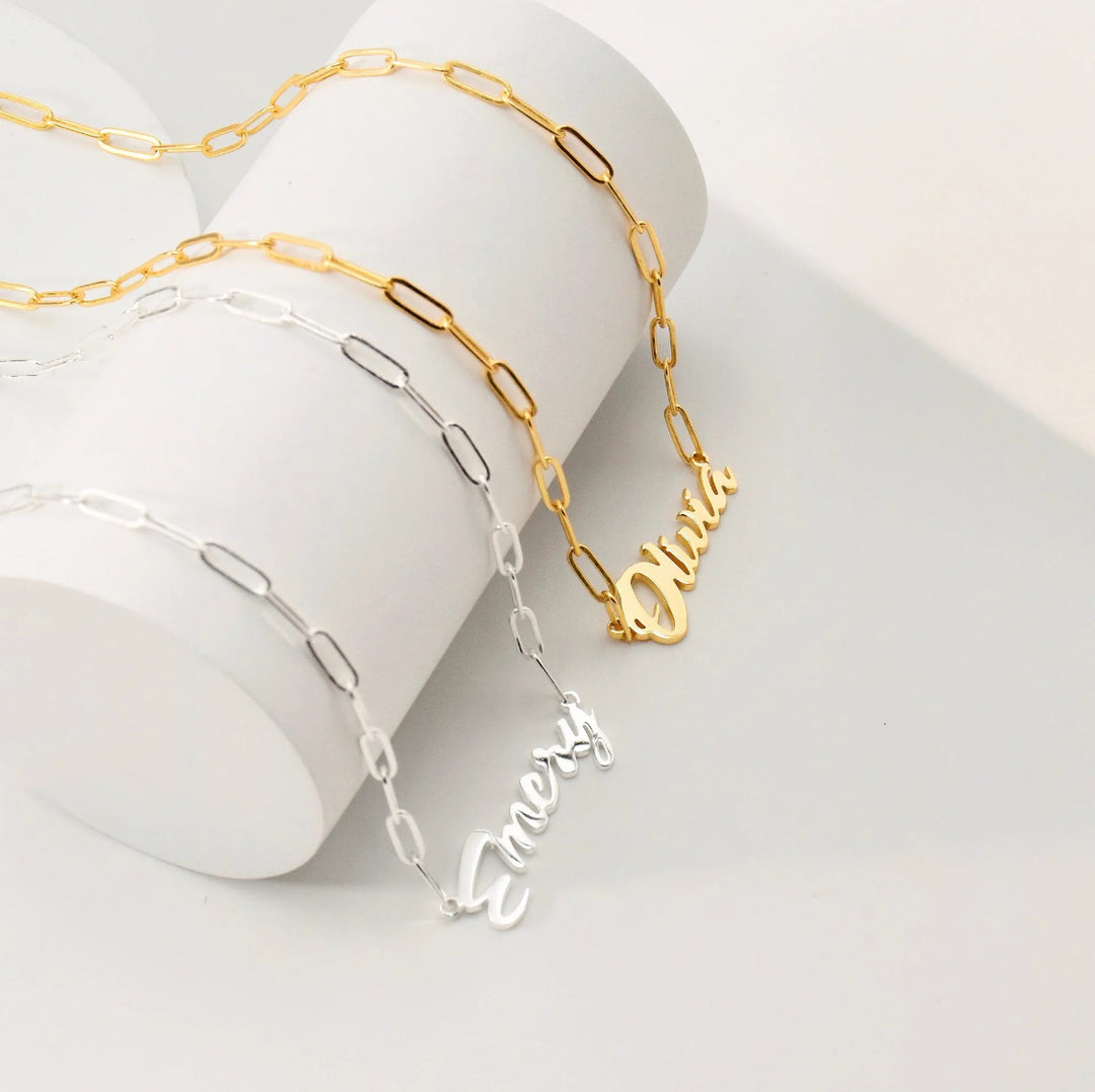 Nameplate Paperclip Chain Necklace - Humble Legends 