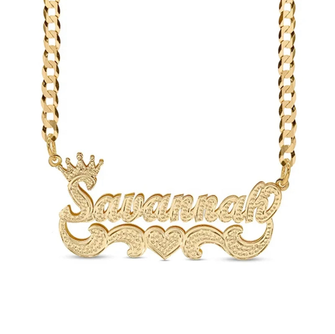 Crown Double Plated Name Necklace - Humble Legends 