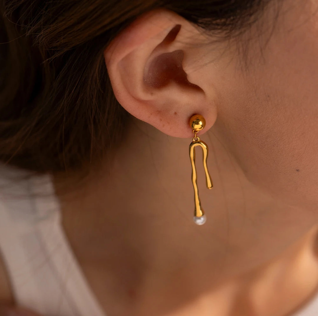 Gold Mismatched Drop Earrings - Humble Legends