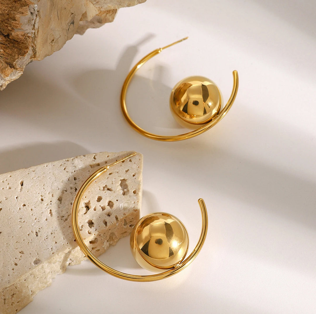 18K Gold Ball Hoop Earrings - Humble Legends Jewelry