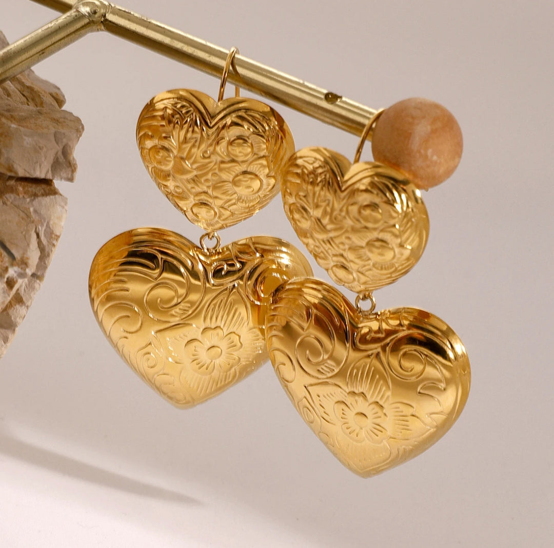 Gold Double Heart Earrings - Humble Legends Jewelry