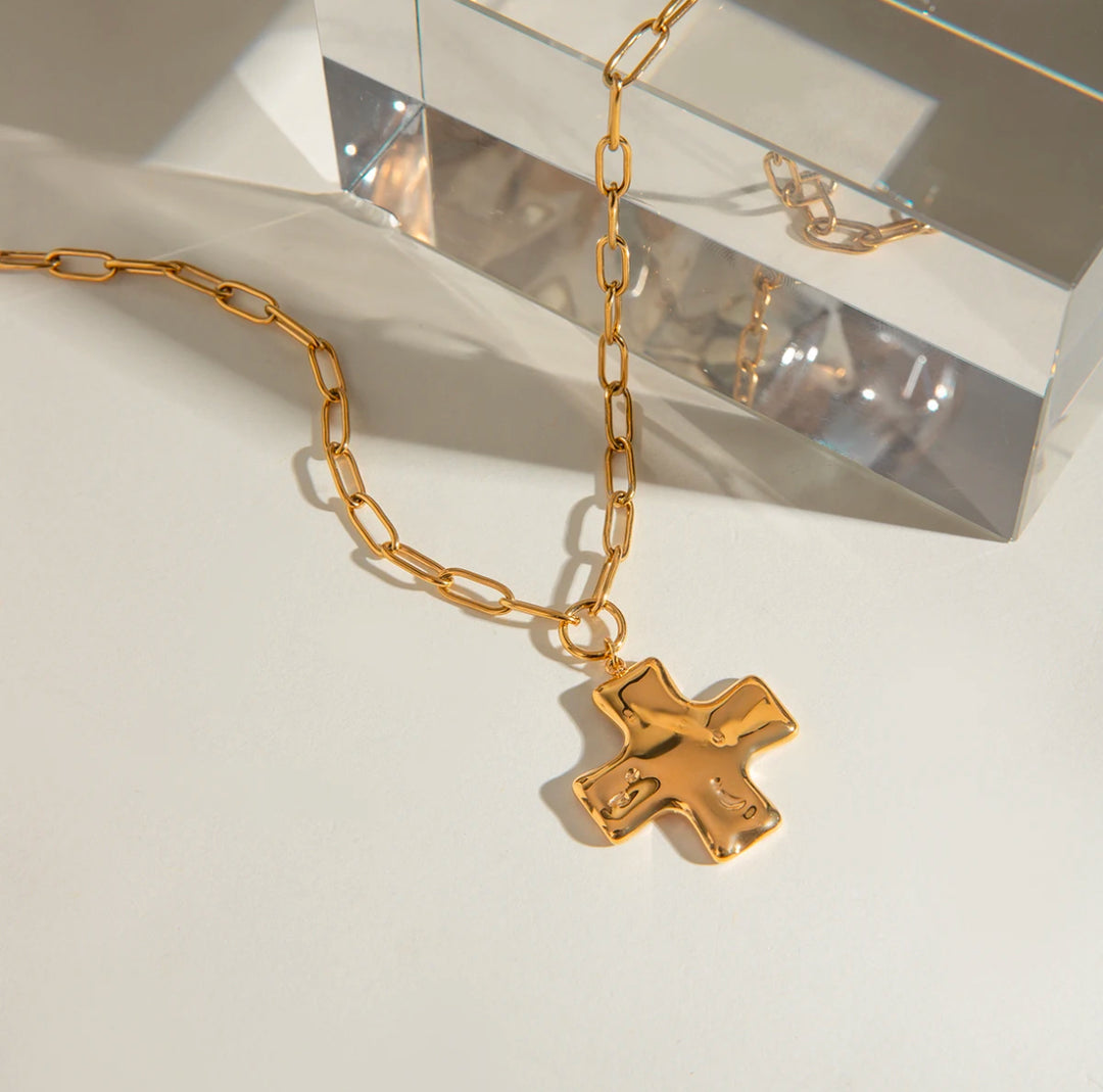 Gold Cross Paper Clip Necklace – Humble Legends Jewelry