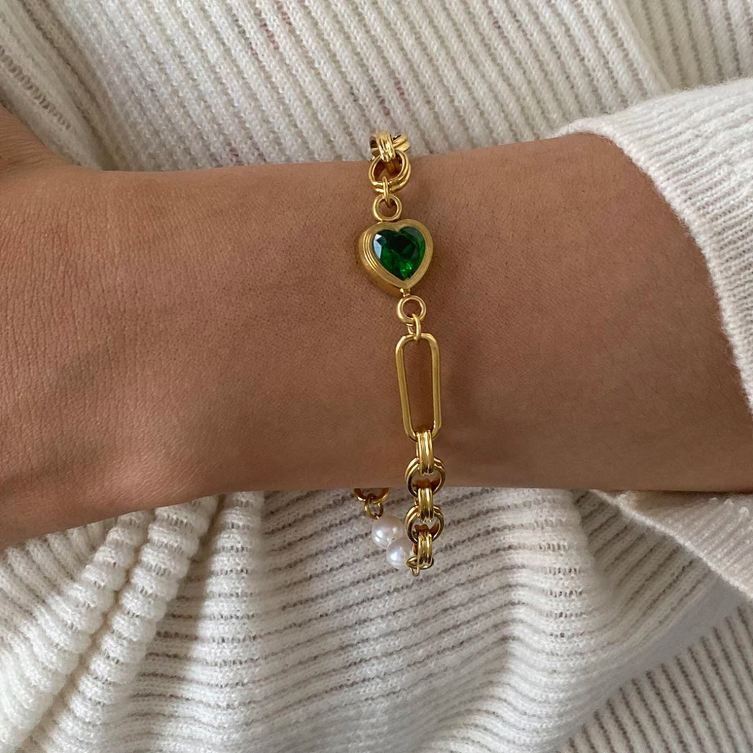 Pearl Green Heart Bracelet - Humble Legends Jewelry