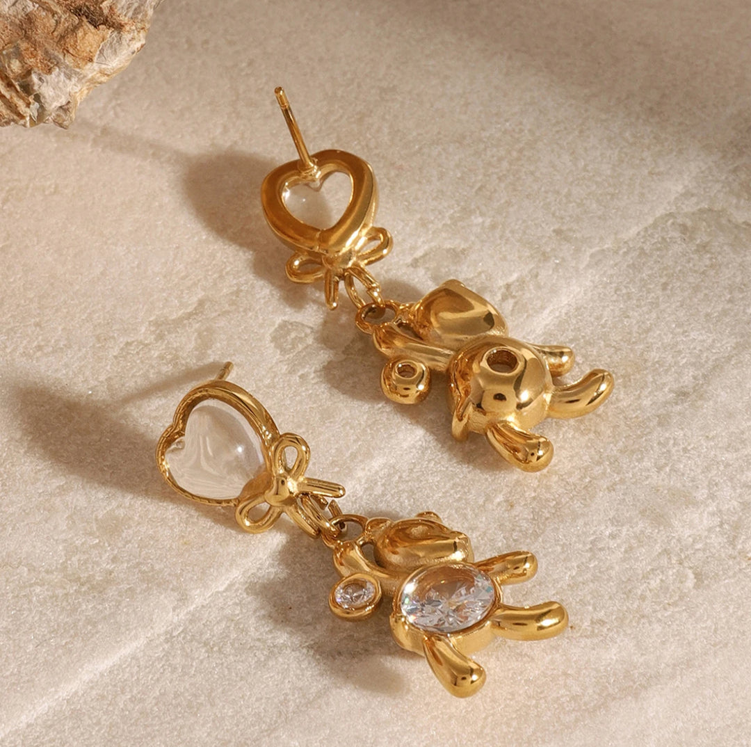 18K Gold Teddy Bear Earrings - Humble Legends Jewelry