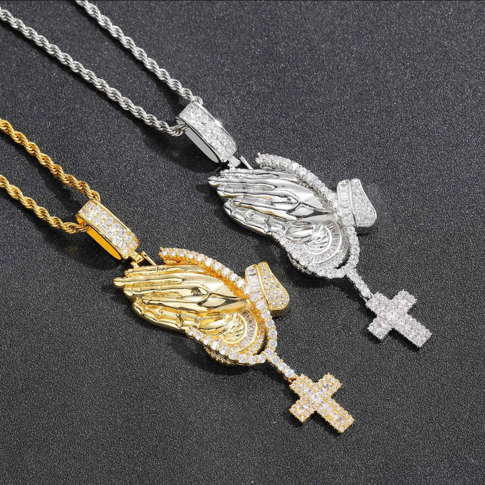 Praying Hands Cross Pendant Necklace - Humble Legends 