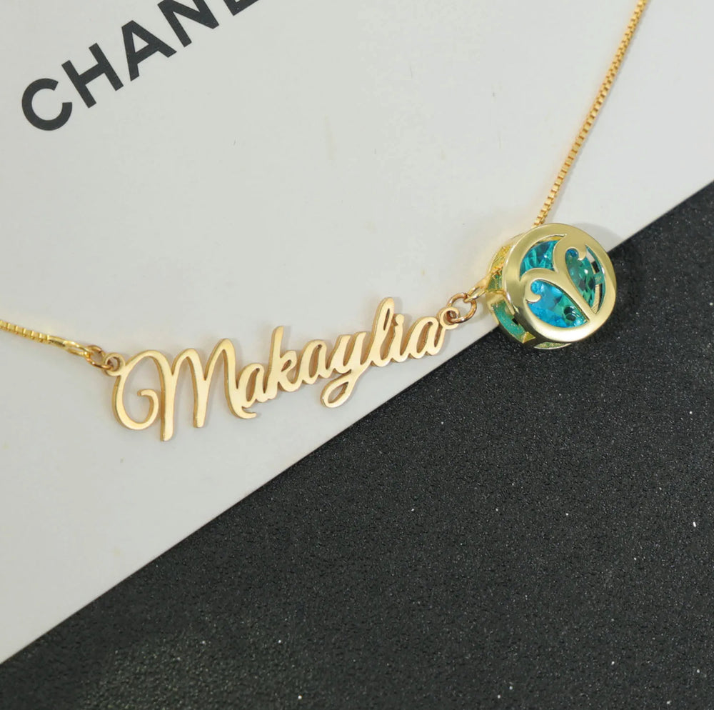 Personalized Birthstone Necklace with Horoscope Sign - Humble Legends