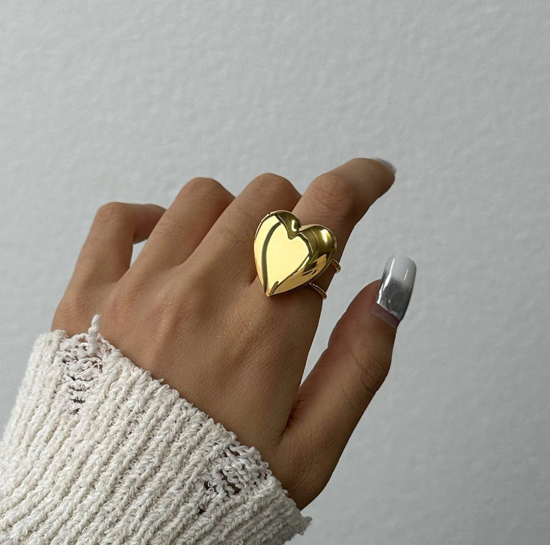 18K Gold Heart Open Ring - Humble Legends Jewelry