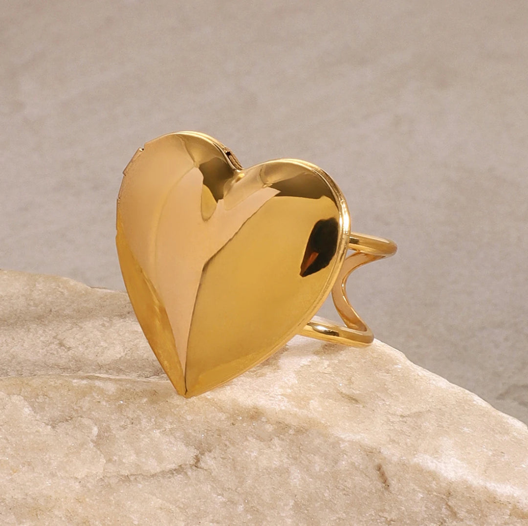 18K Gold Heart Open Ring - Humble Legends Jewelry