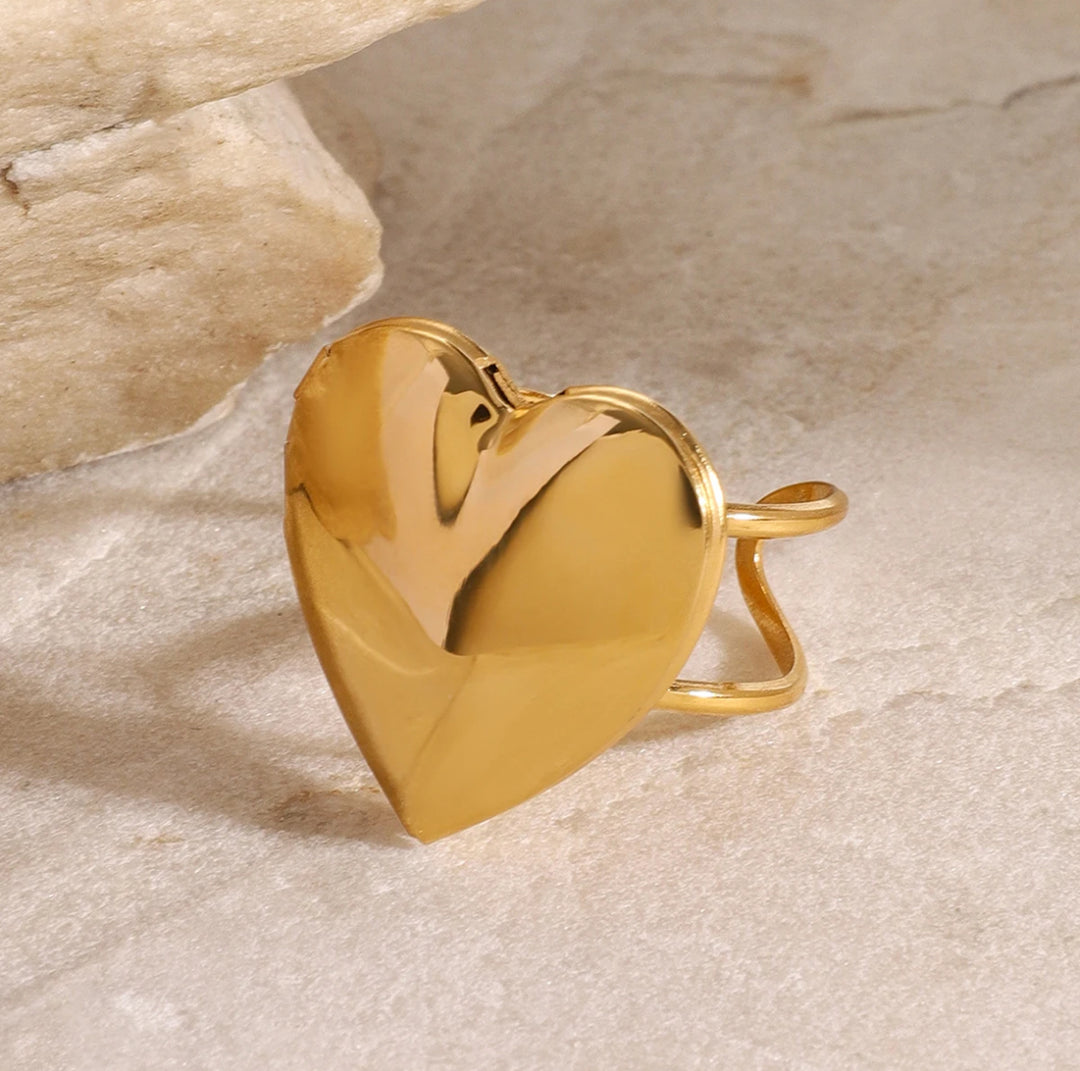 18K Gold Heart Open Ring - Humble Legends Jewelry