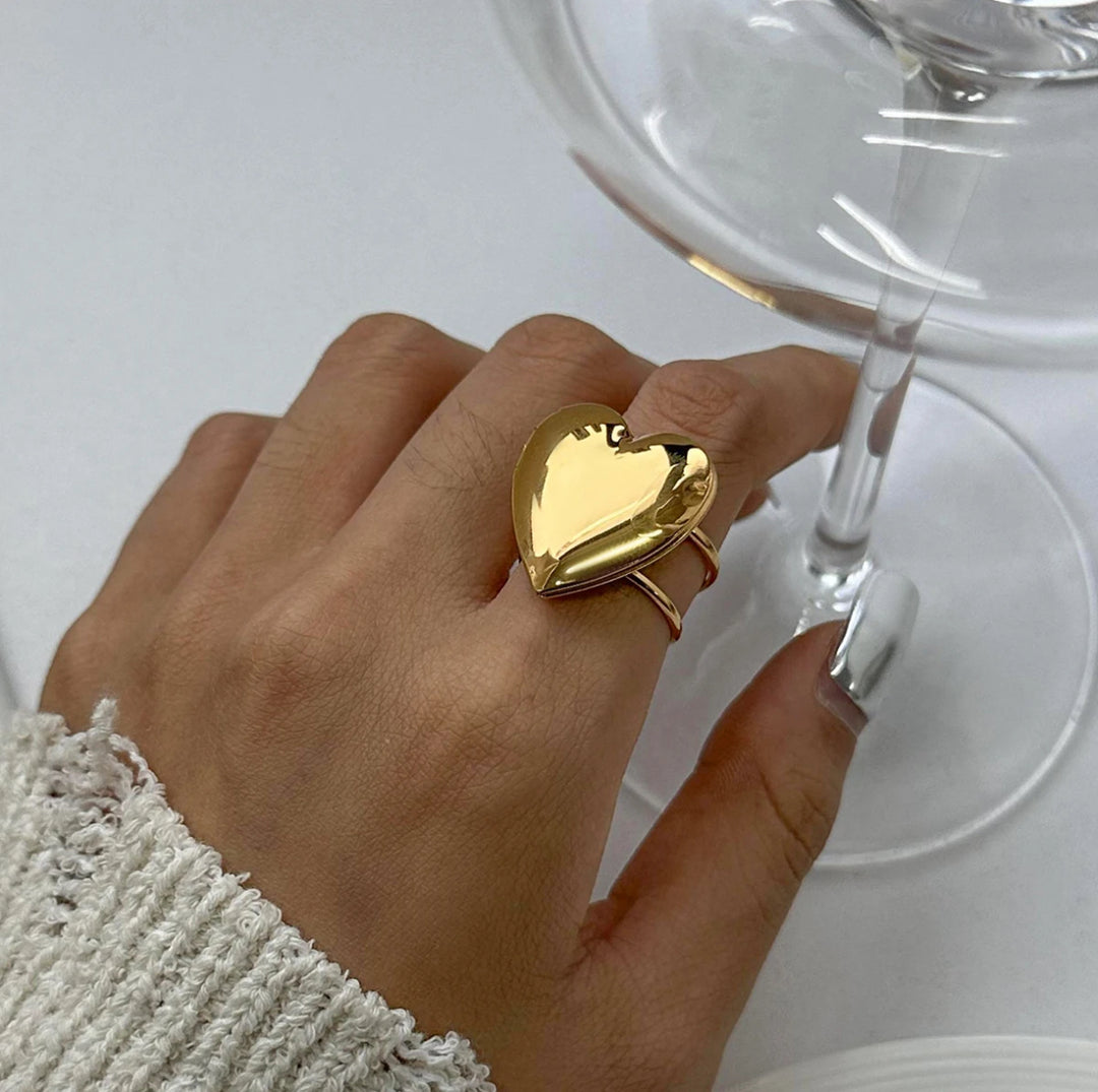 18K Gold Heart Open Ring - Humble Legends Jewelry