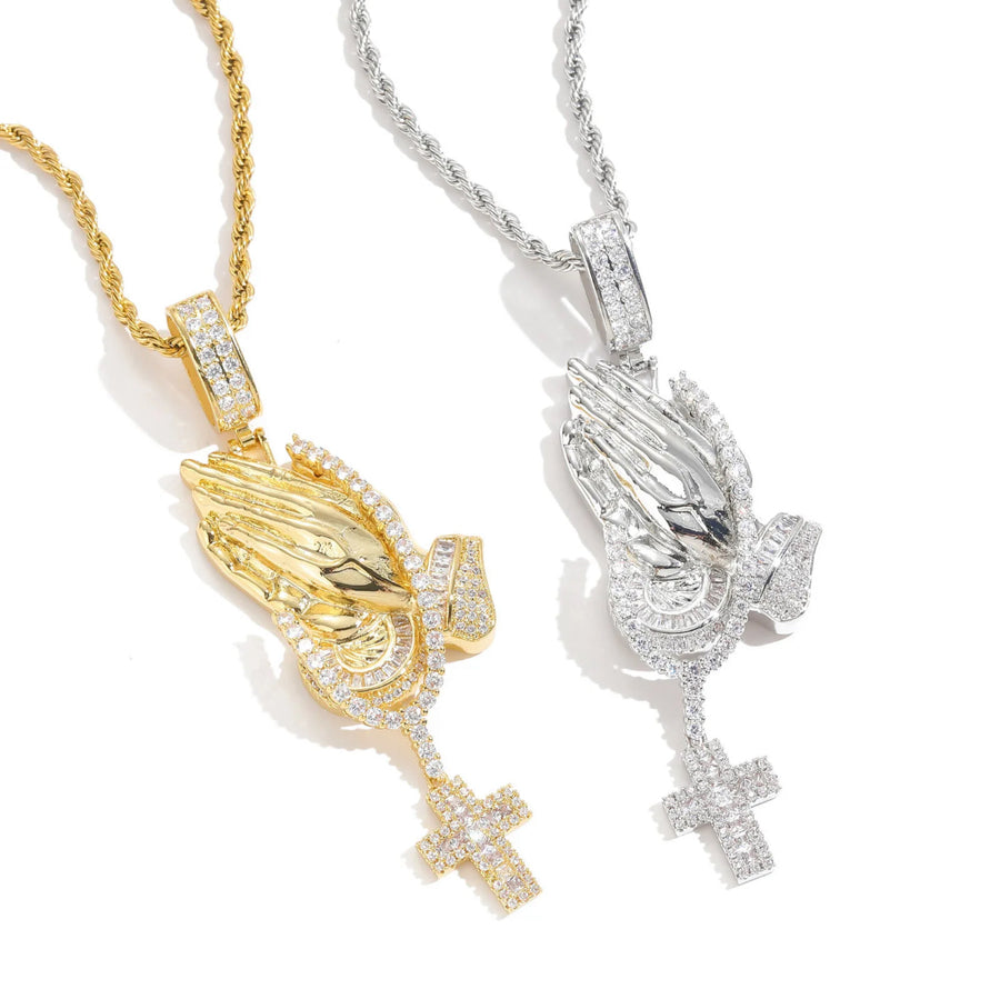 Praying Hands Cross Pendant Necklace - Humble Legends 