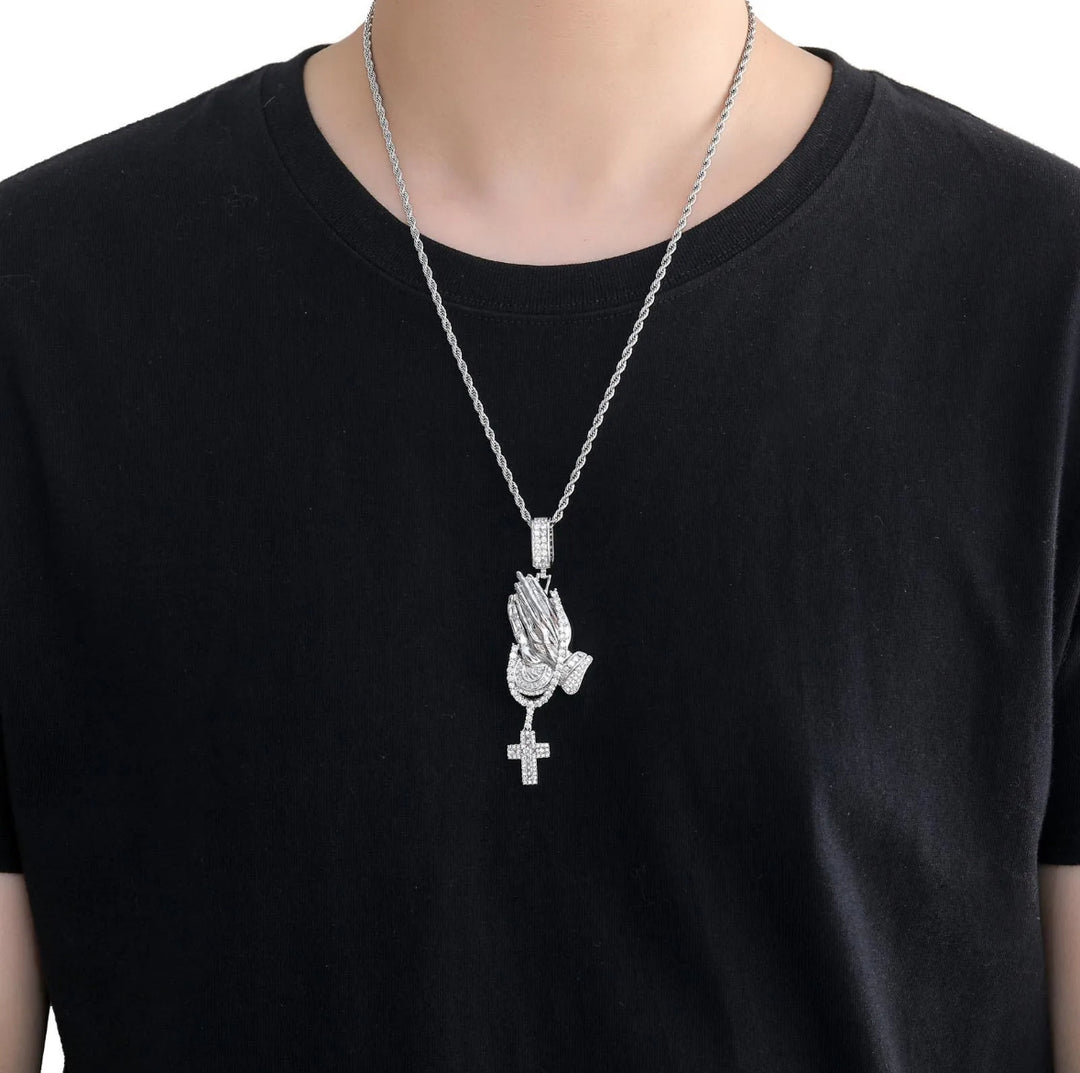 Praying Hands Cross Pendant Necklace - Humble Legends 