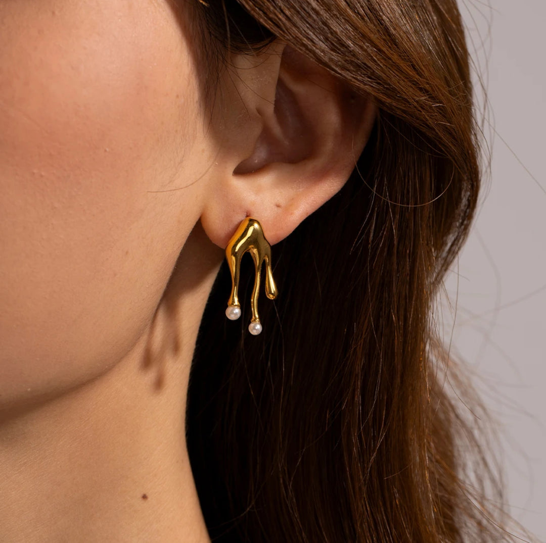 Gold Mismatched Drop Earrings - Humble Legends