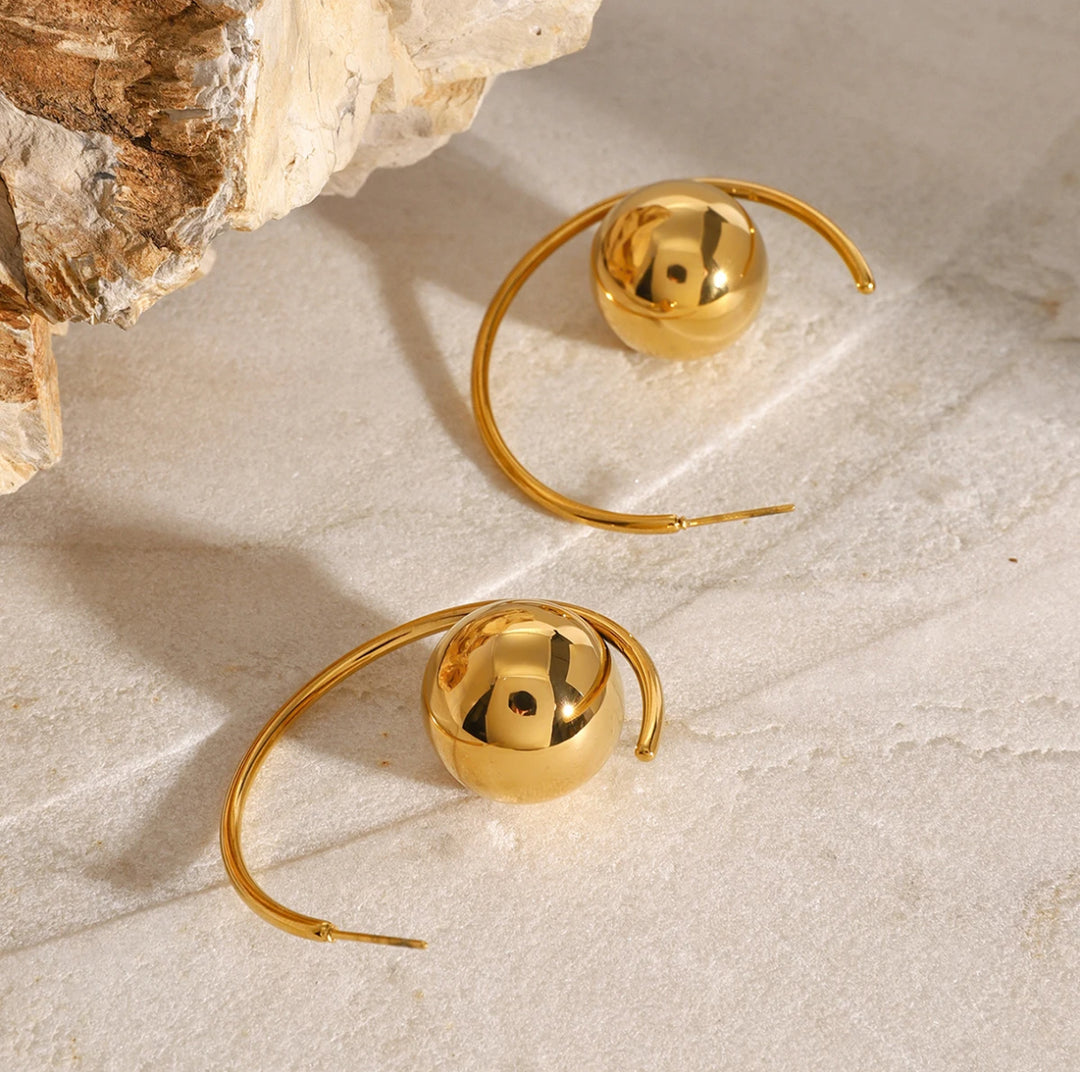 18K Gold Ball Hoop Earrings - Humble Legends Jewelry