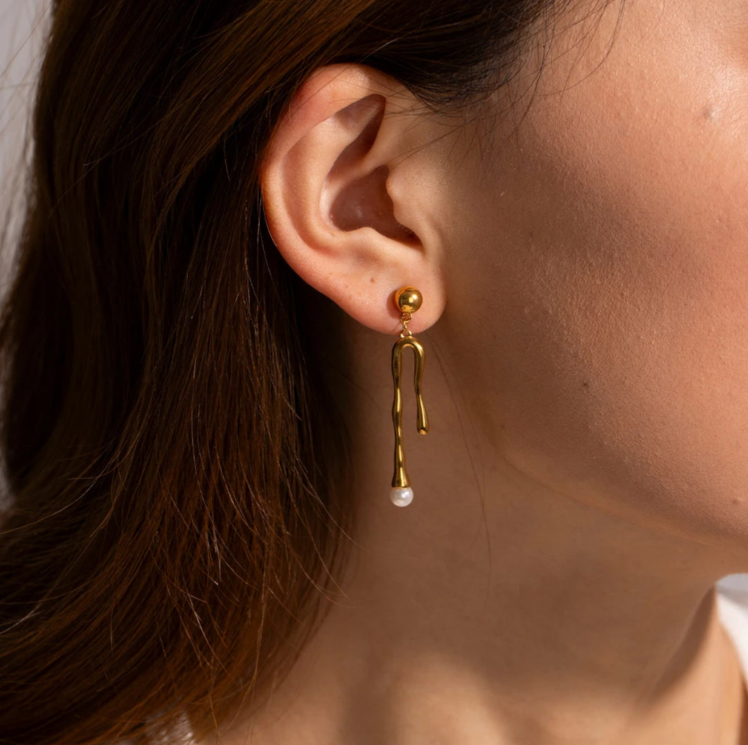 Gold Mismatched Drop Earrings - Humble Legends