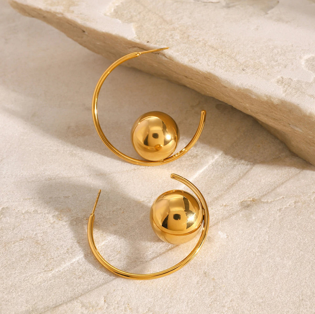 18K Gold Ball Hoop Earrings - Humble Legends Jewelry