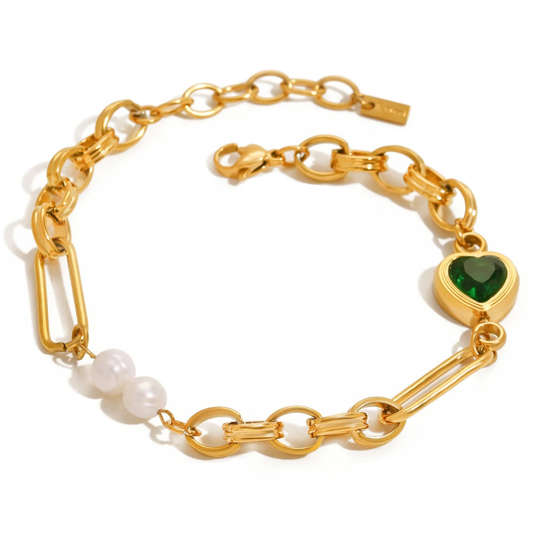 Pearl Green Heart Bracelet - Humble Legends Jewelry