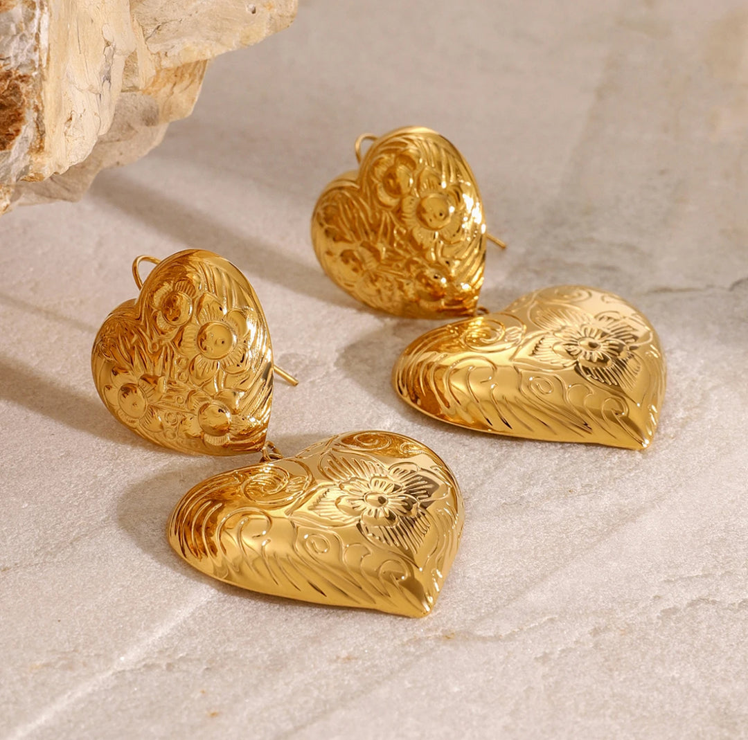 Gold Double Heart Earrings - Humble Legends Jewelry