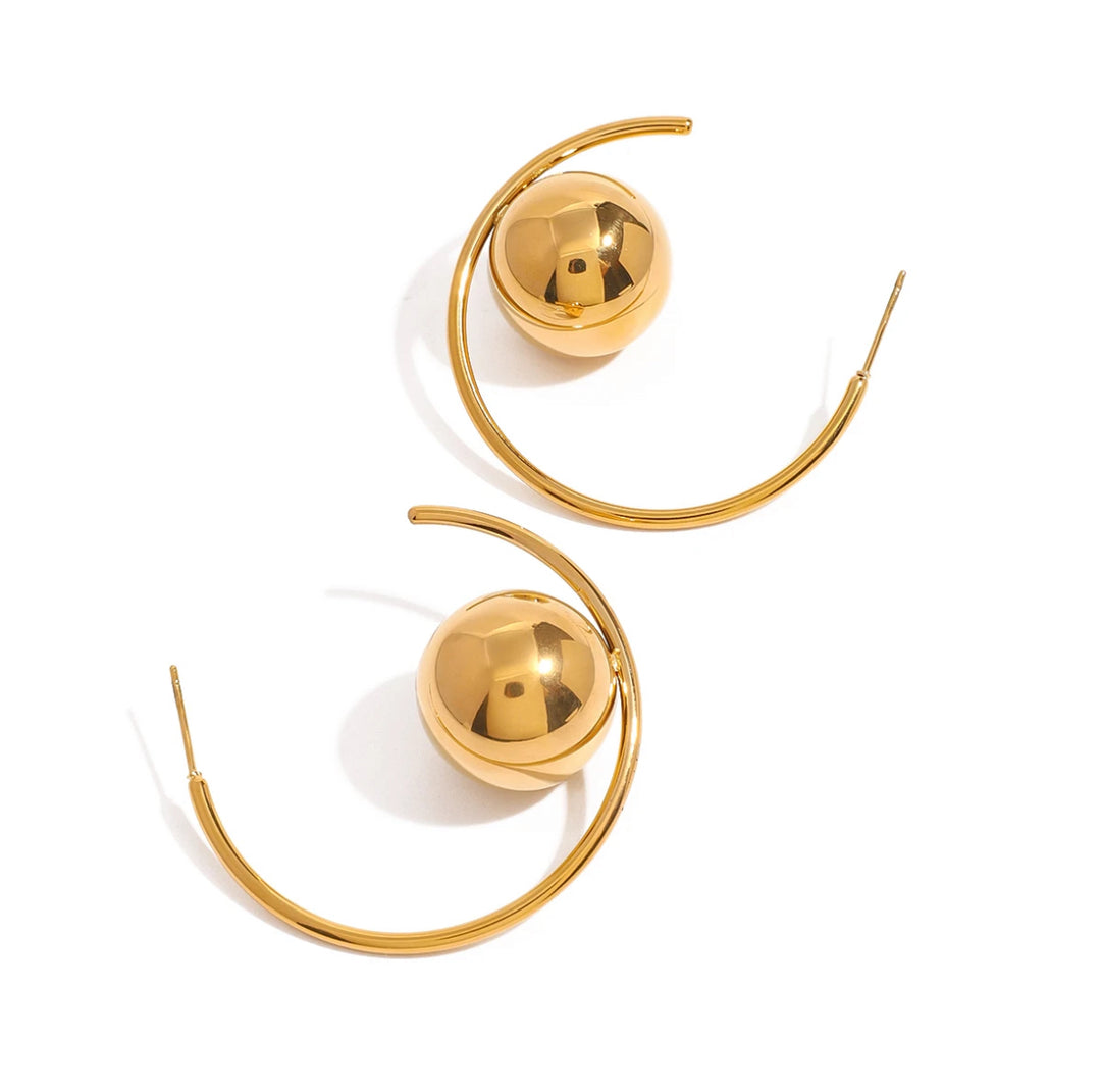 18K Gold Ball Hoop Earrings - Humble Legends Jewelry