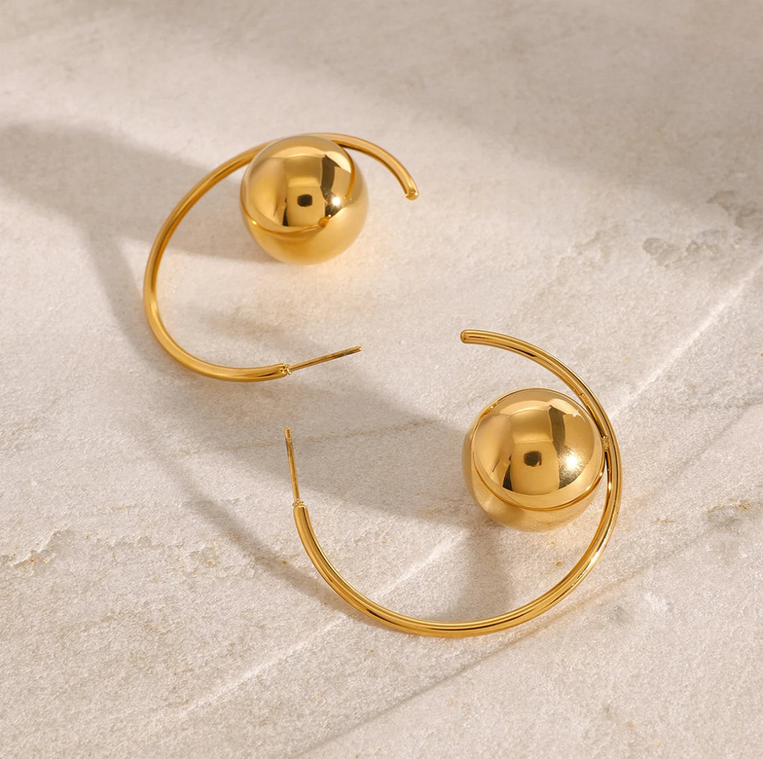 18K Gold Ball Hoop Earrings - Humble Legends Jewelry