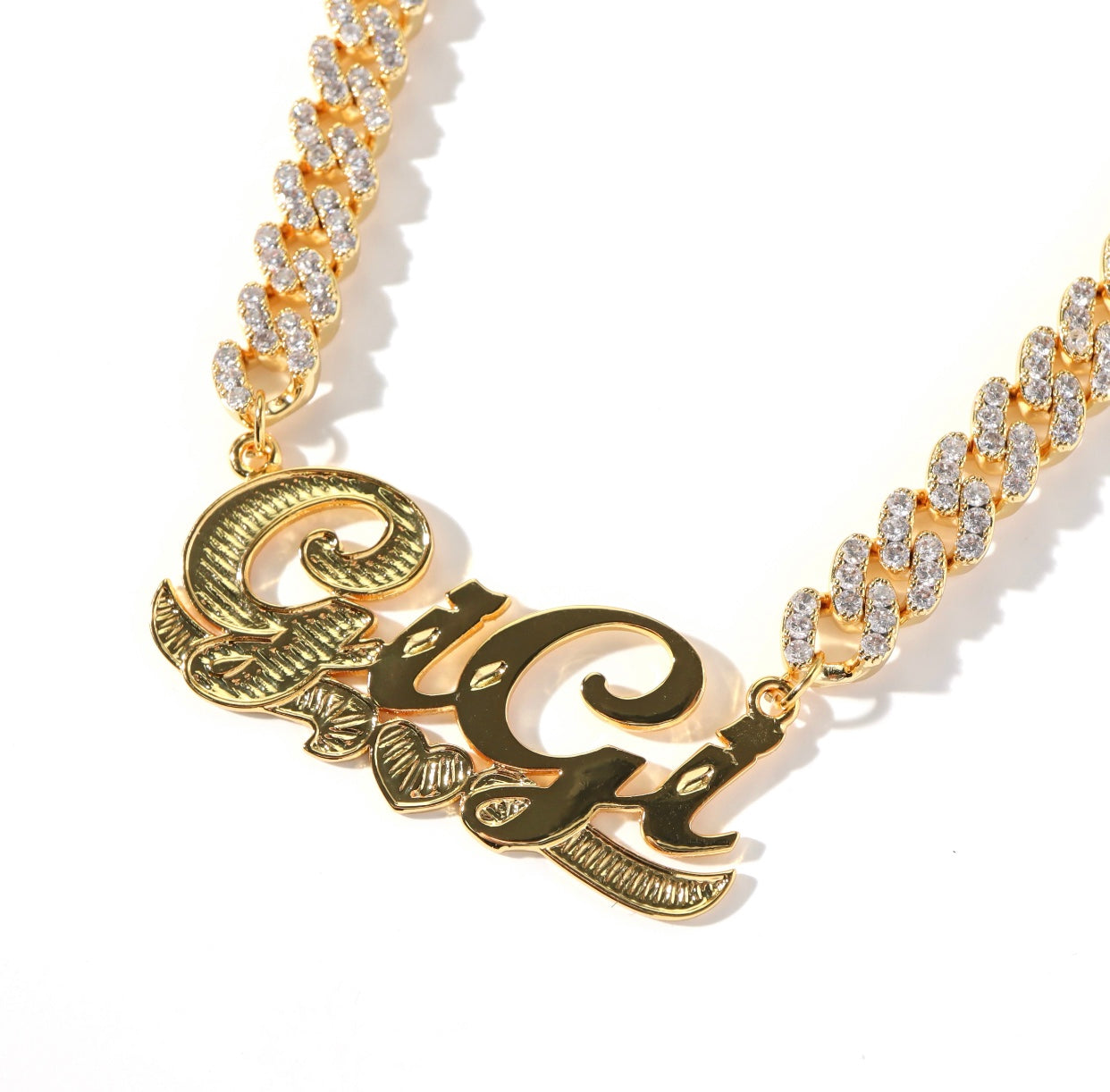 Cuban link chain with name clearance plate