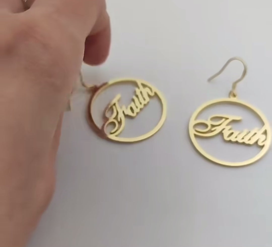 Personalized 18K Gold Dangle Hoop Earrings