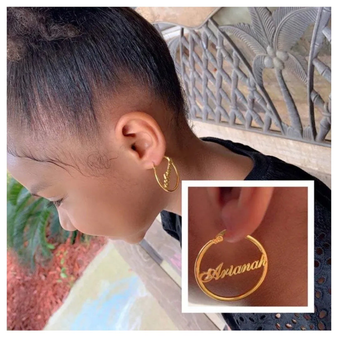 Personalized 18K Kids Hoops Earrings - Humble Legends