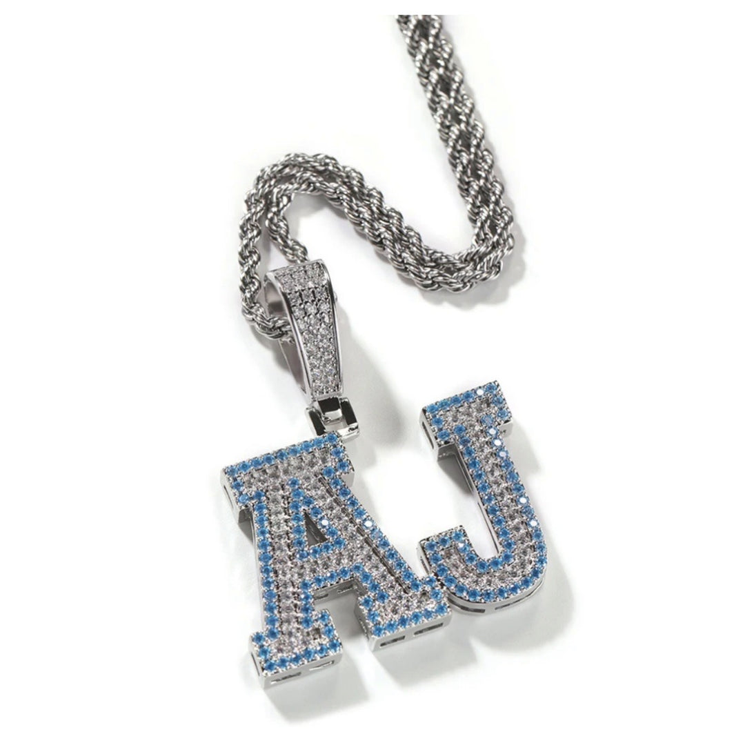 Two Tone Zircon Initial Necklace - Humble Legends