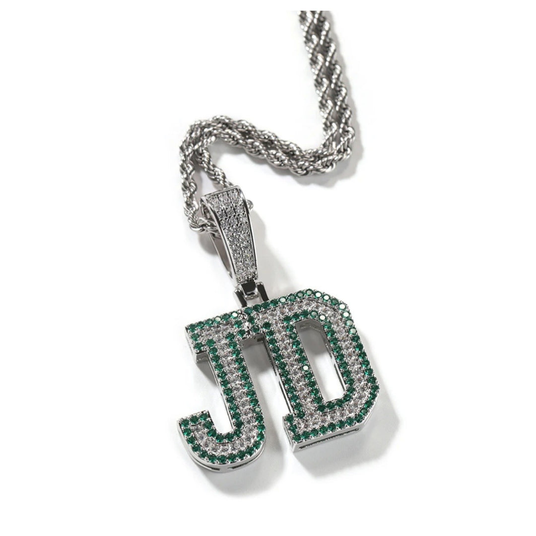 Two Tone Zircon Initial Necklace - Humble Legends