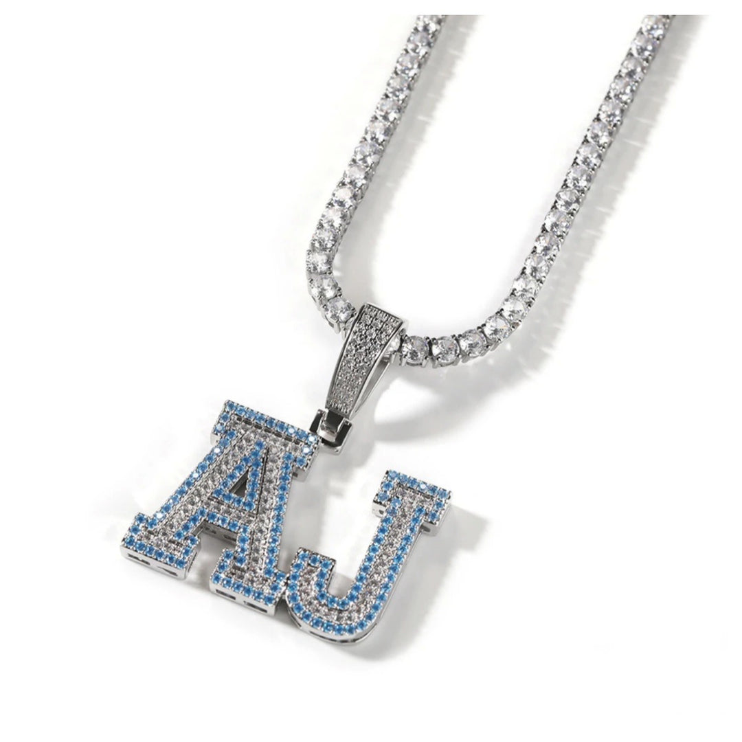 Two Tone Zircon Initial Necklace - Humble Legends