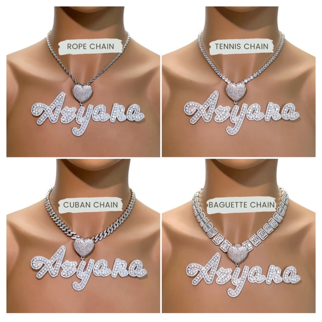 Icy Baguette Name Necklace - Humble Legends