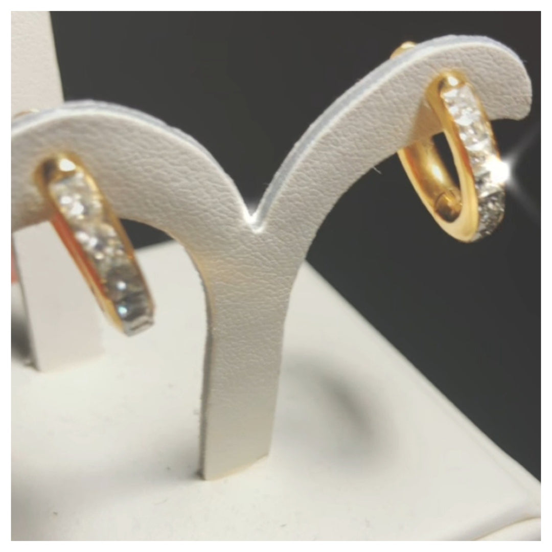 14K Gold Huggie Hoop Earrings CZ - Humble Legends