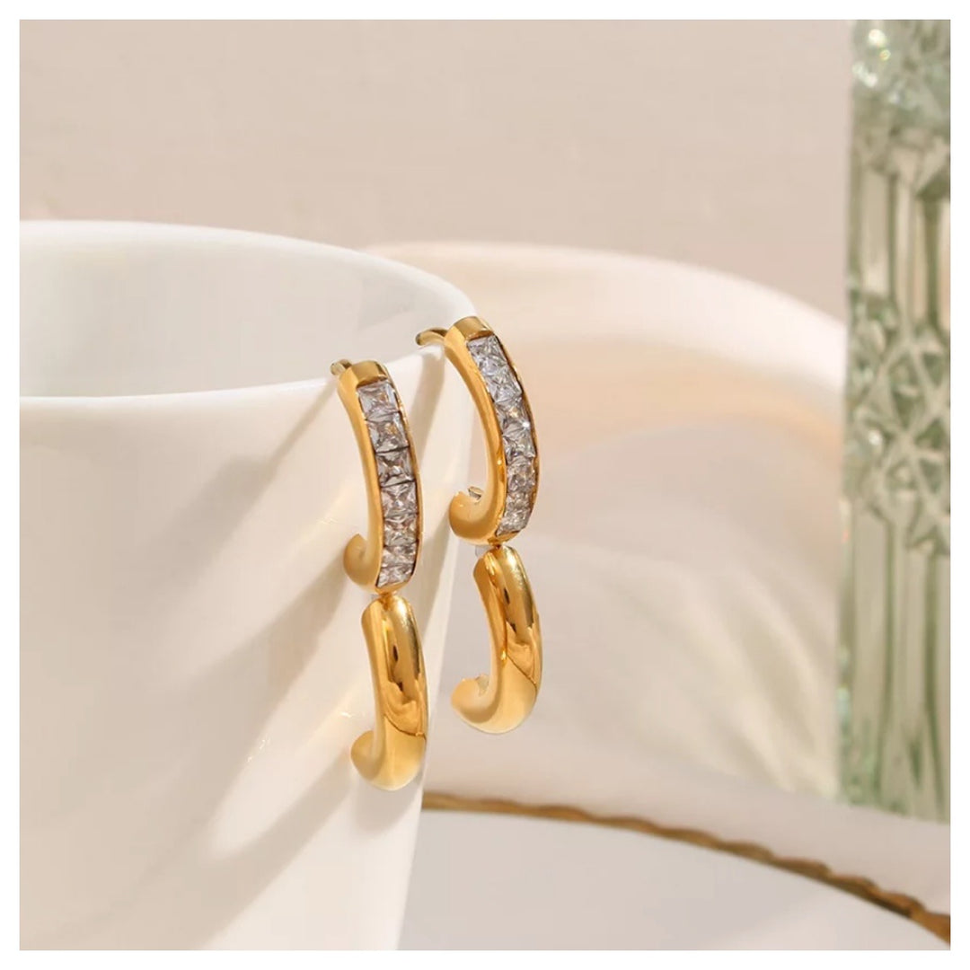 14K Gold Huggie Hoop Earrings CZ - Humble Legends