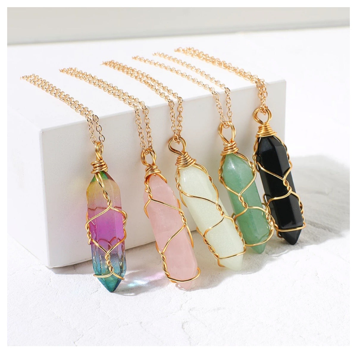 Steel Chain Natural Crystal Stone Pendant Necklace Womens Wire Wrap Merkaba  Star Six Pointed Pendulum Healing Crystal Necklaces - AliExpress