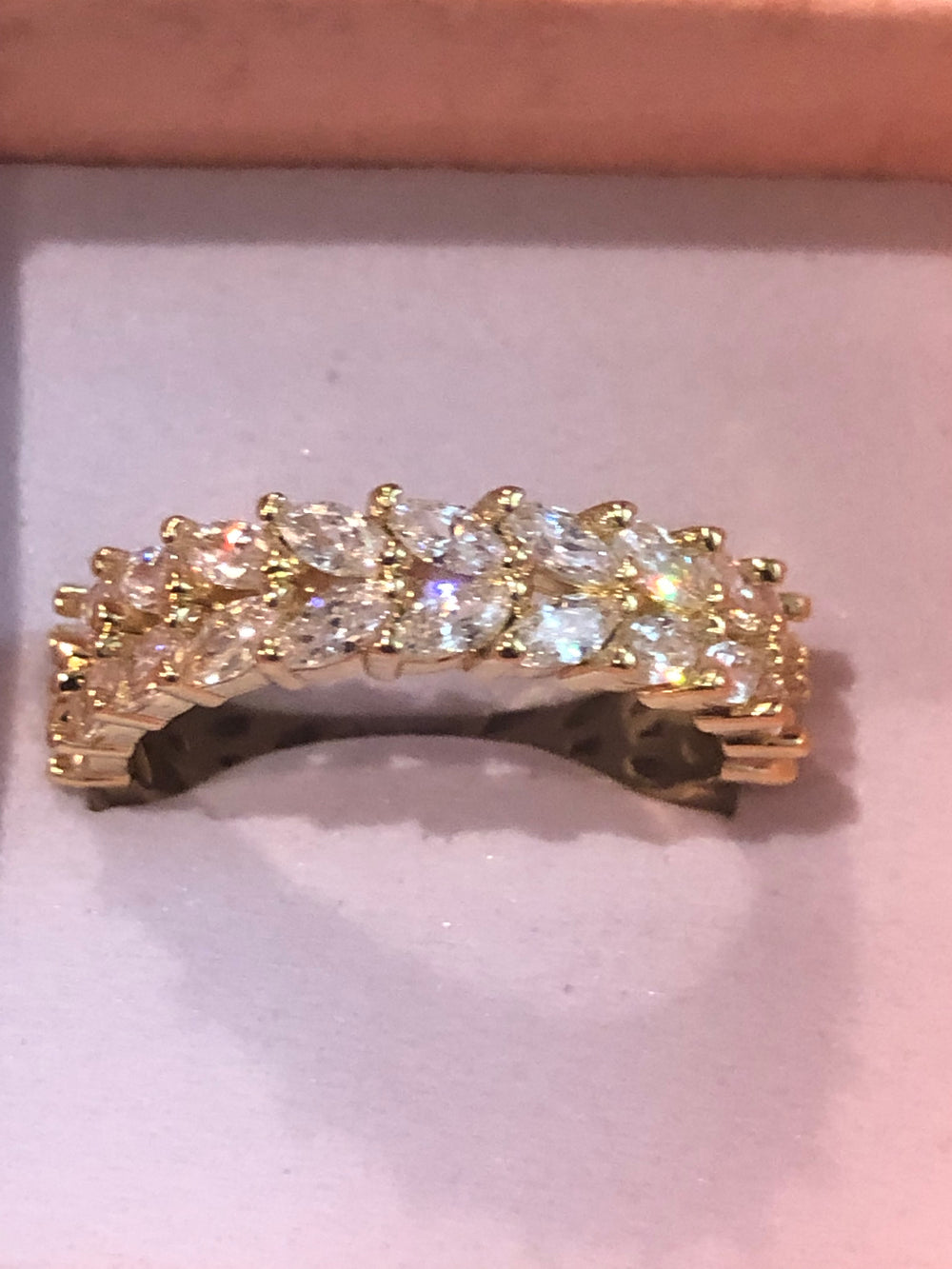 2 Row Round Cut Gold Cubic Zirconia Ring - Humble Legends