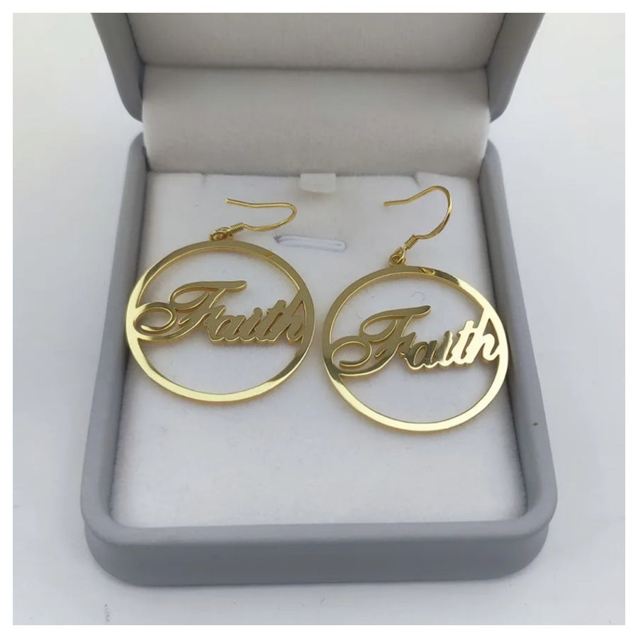 Personalized 18K Gold Dangle Hoop Earrings - Humble Legends