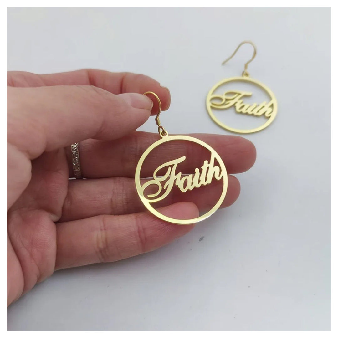 Personalized 18K Gold Dangle Hoop Earrings - Humble Legends