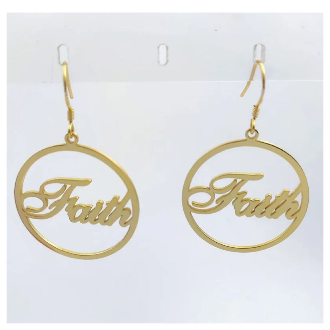 Personalized 18K Gold Dangle Hoop Earrings - Humble Legends