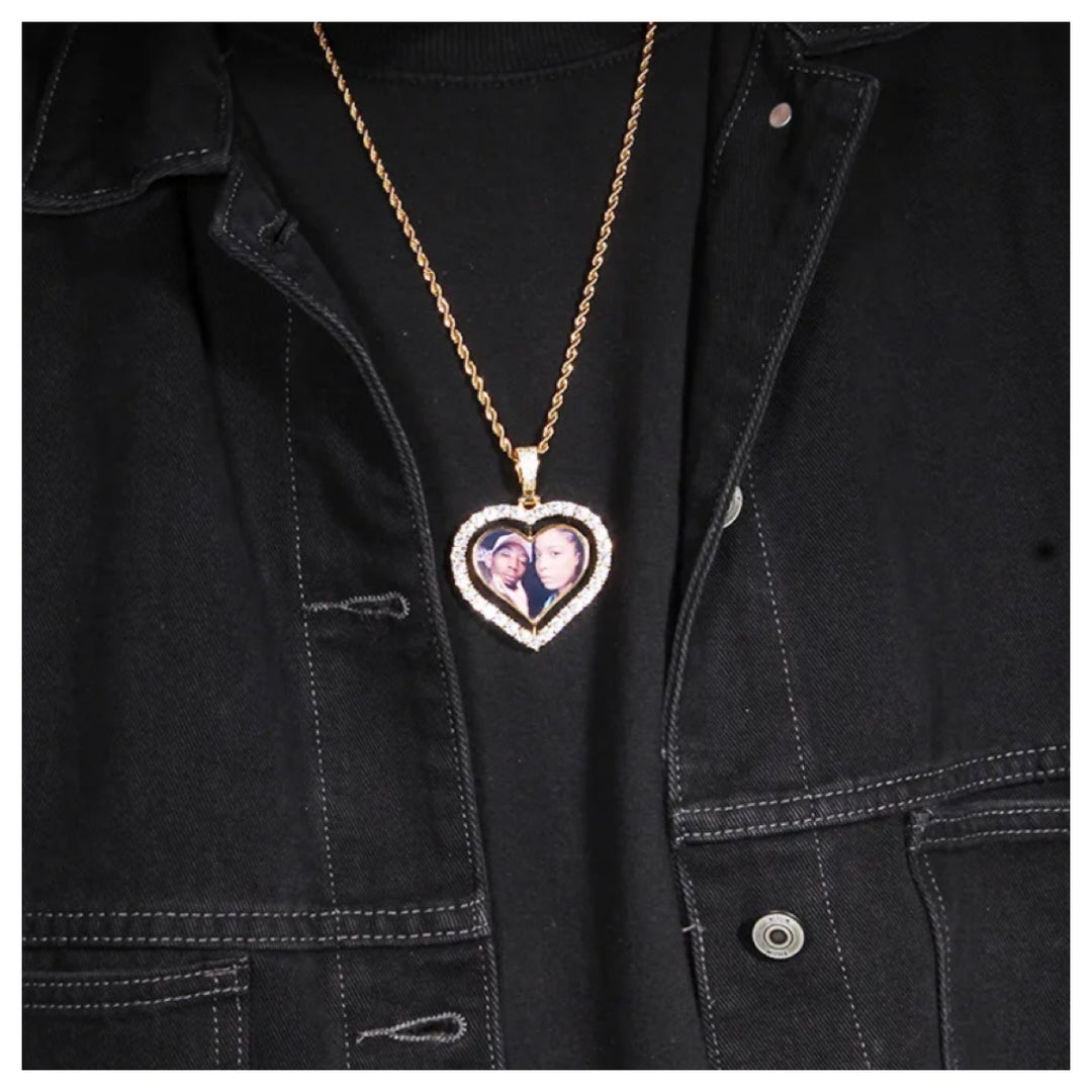 Rotating Heart Photo Pendant Necklace - Humble Legends