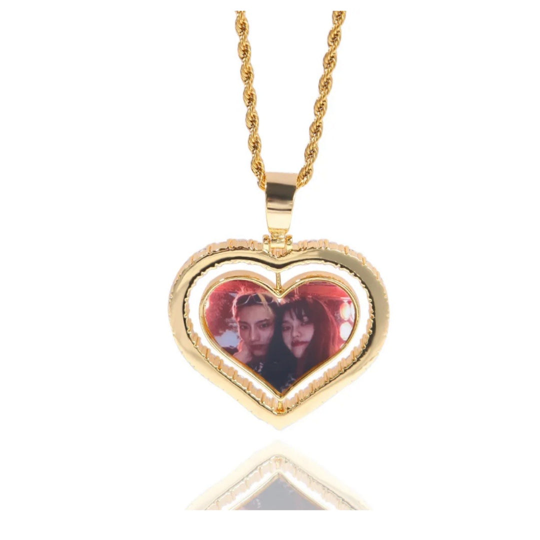 Rotating Heart Photo Pendant Necklace - Humble Legends