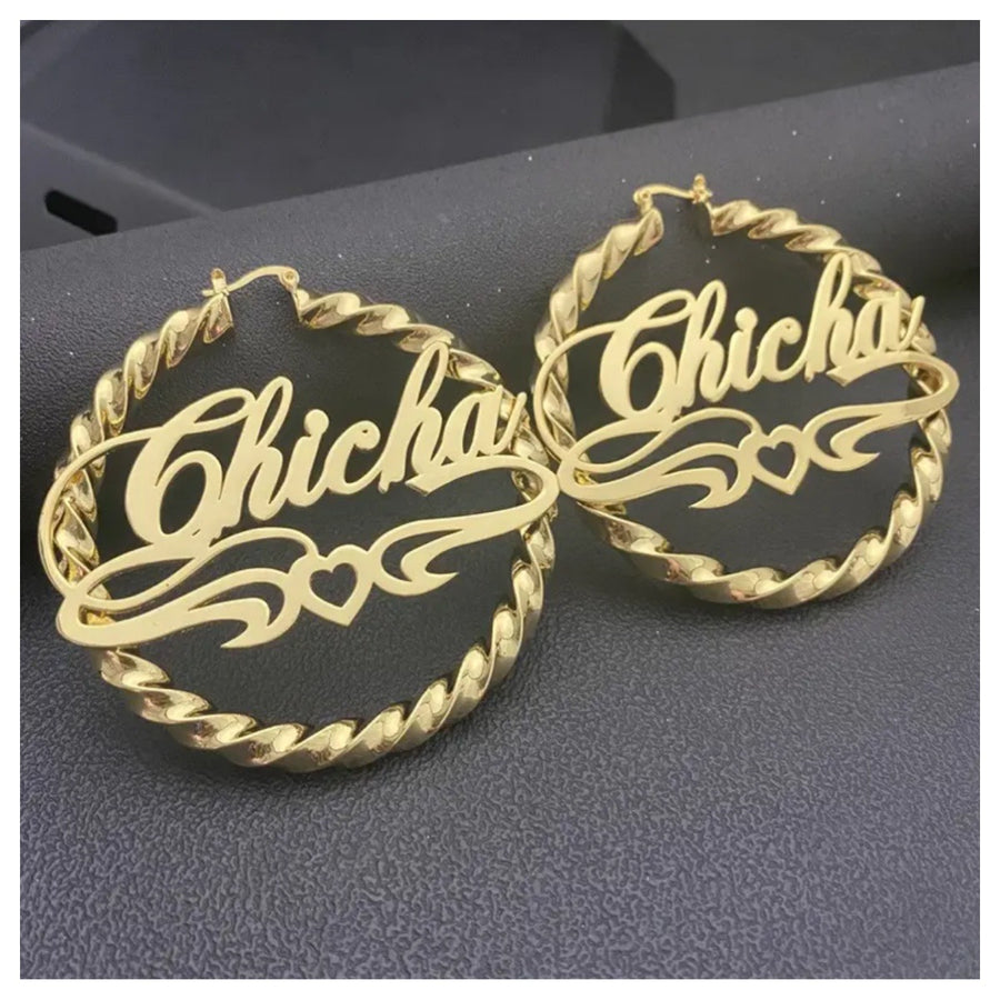 Personalized 18K Gold Twisted Hoop Earrings - Humble Legends