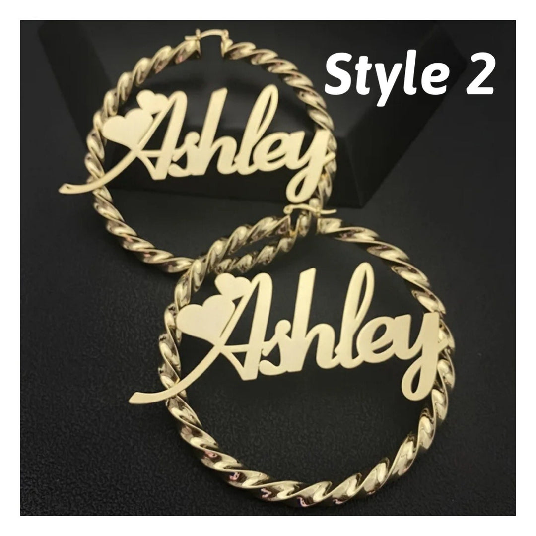 Personalized 18K Gold Twisted Hoop Earrings - Humble Legends