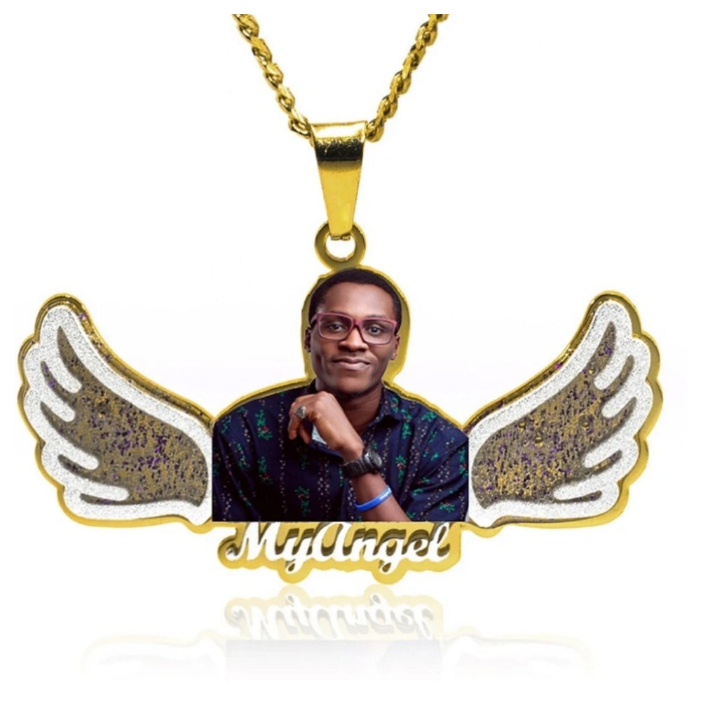 18K Angel Wings Photo Necklace - Humble Legends