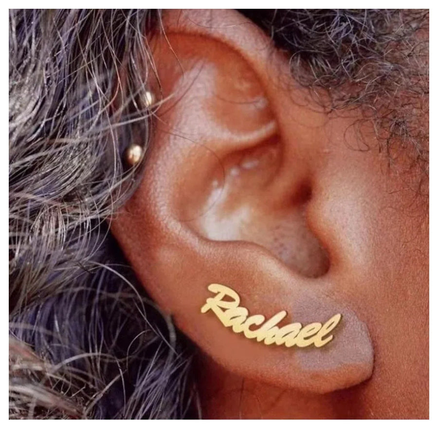 18K Name Stud Earrings - Humble Legends