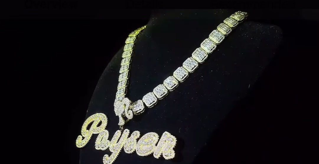 Icy Baguette Name Necklace